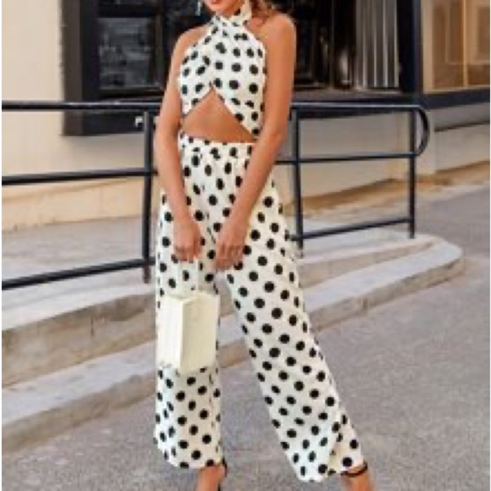 Polka dot two piece outfit